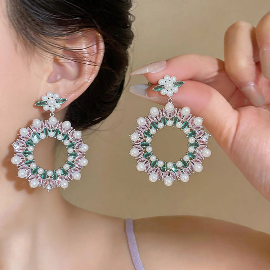 natural pearl, The Baroque Revival: Statement Zirconia Pearl Hoop Drops, close-up detail