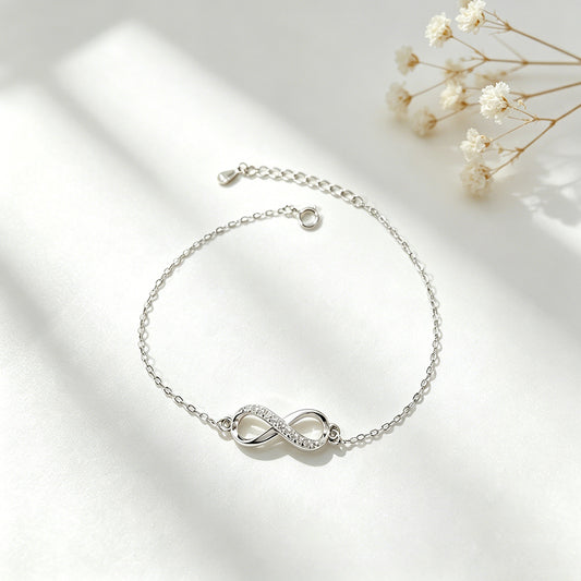 The Timeless Flow: S925 Silver Infinite Eight Radiant Bracelet