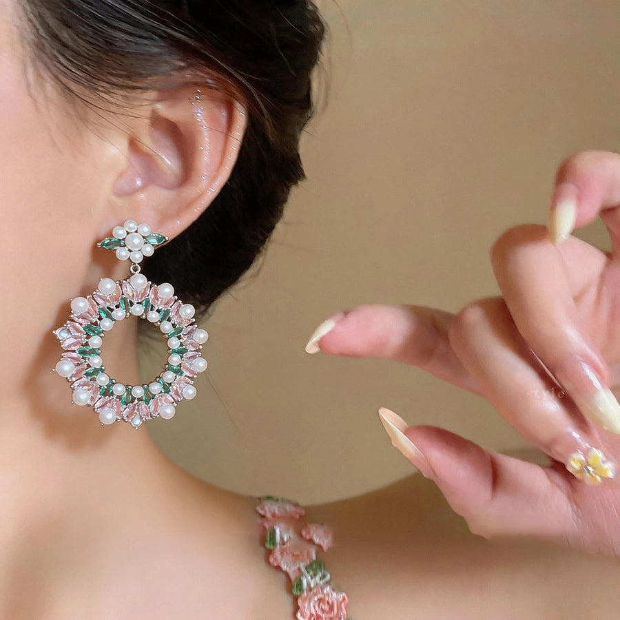 natural pearl, The Baroque Revival: Statement Zirconia Pearl Hoop Drops, side view