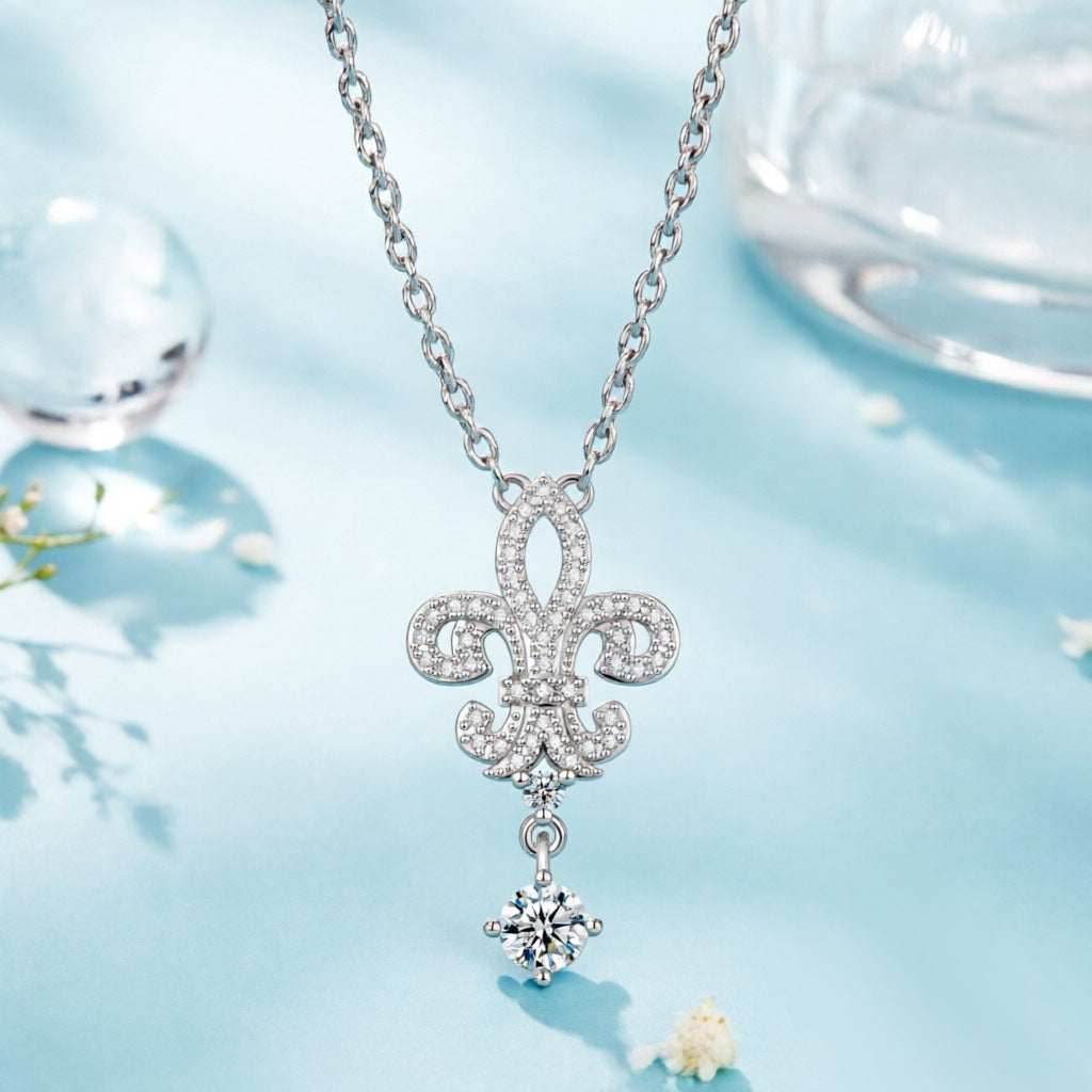 The Royal Descent: S925 Silver Crown Tassel Zirconia Necklace