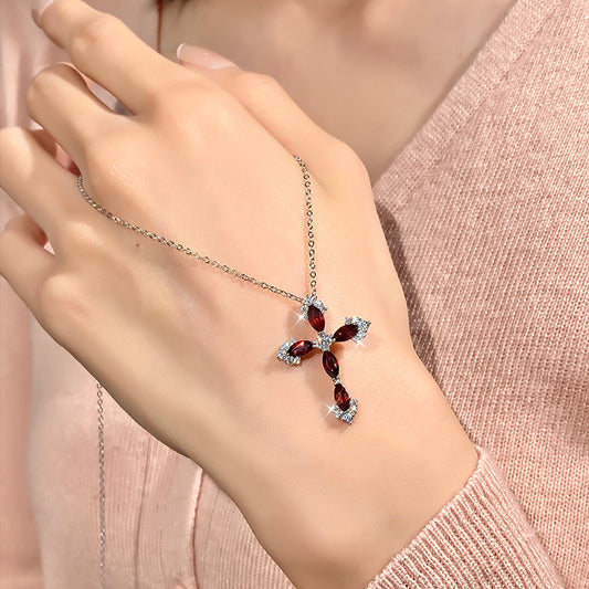 Dainty Natural Crystal Cross Charm - Minimalist Silver Clavicle Chain for Women Necklace LIBREAILE JEWELRY dainty-natural-crystal-cross-charm-minimalist-silver-clavicle-chain-for-women Natural Crystal Cross Necklace – 925 Sterling Silver Pendant | LIBREAILE