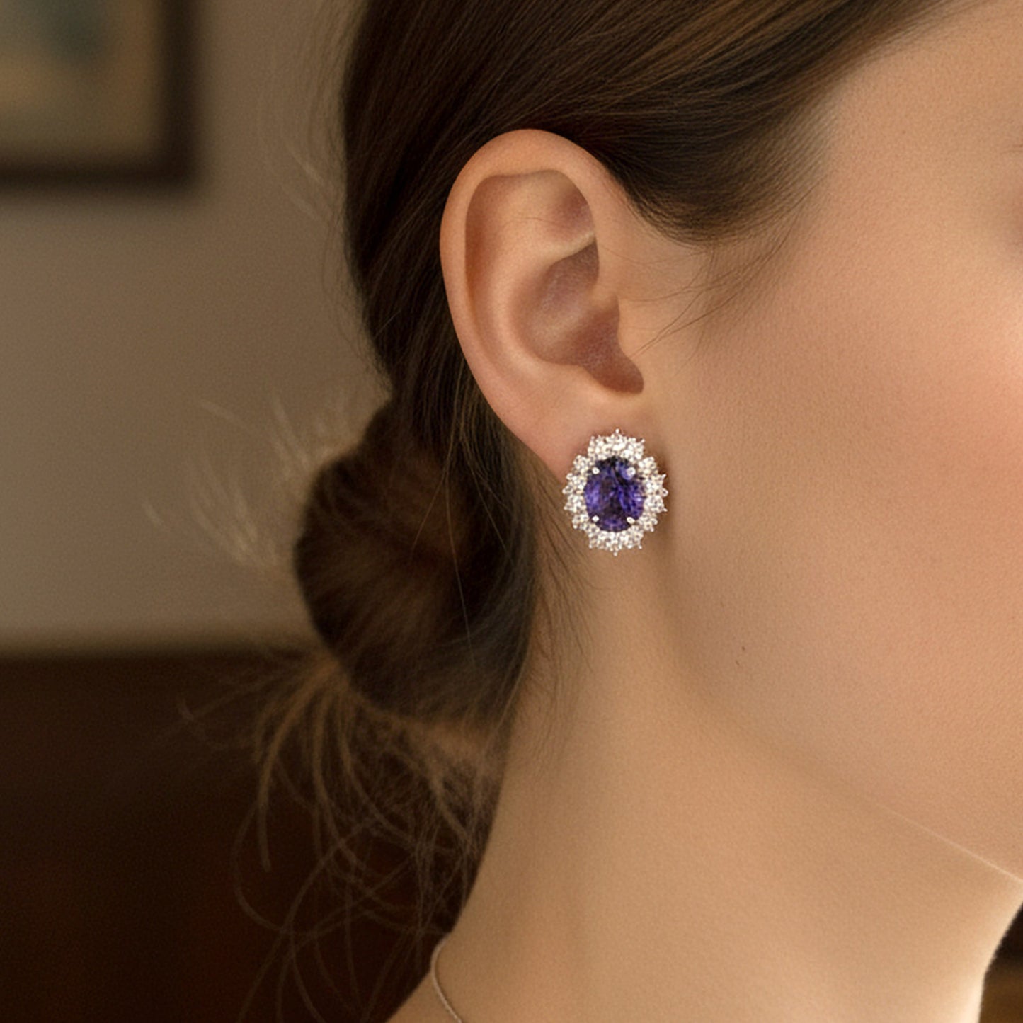 925 silver purple crystal jewelry set product display