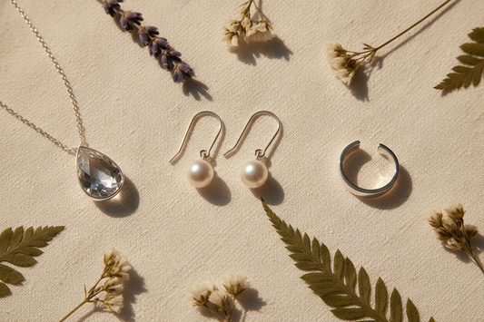 Minimalist Sterling Silver Jewelry Gift Ideas for Her Flat Lay — LIBREAILE