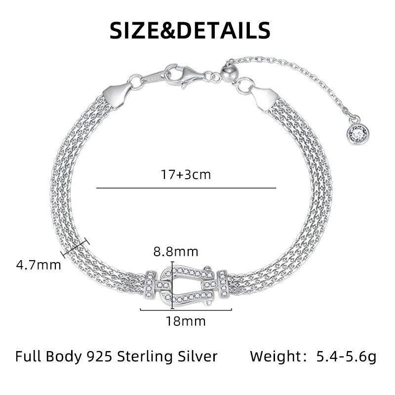 The Lucky Arch: S925 Silver Radiant Horseshoe Link Bracelet