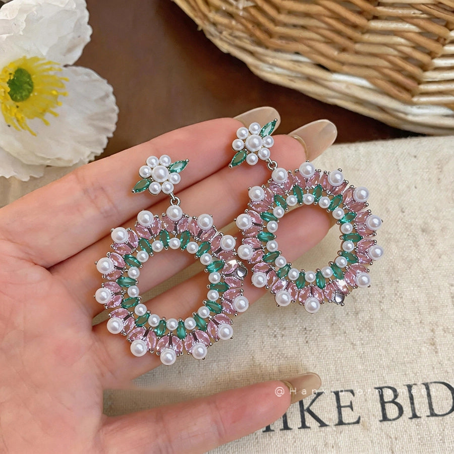 natural pearl, The Baroque Revival: Statement Zirconia Pearl Hoop Drops, flat lay