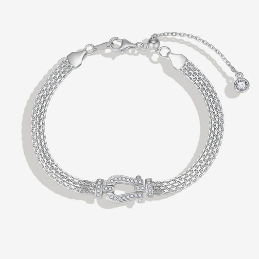 The Lucky Arch: S925 Silver Radiant Horseshoe Link Bracelet