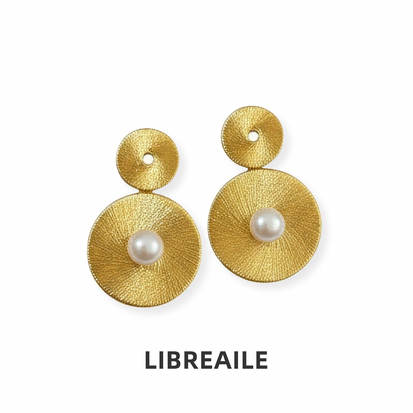 Gold Statement Disc Earrings with Vintage Pearl Drop – LIBREAILE JEWELRY