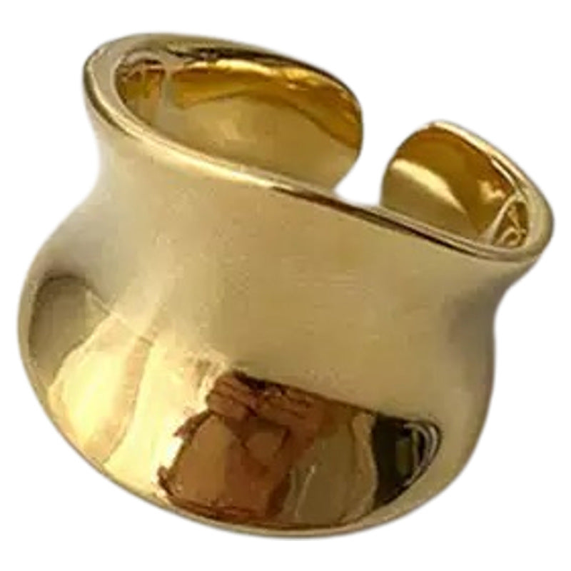 The Molten Horizon: S925 Silver Rippled Mirror Open Rings