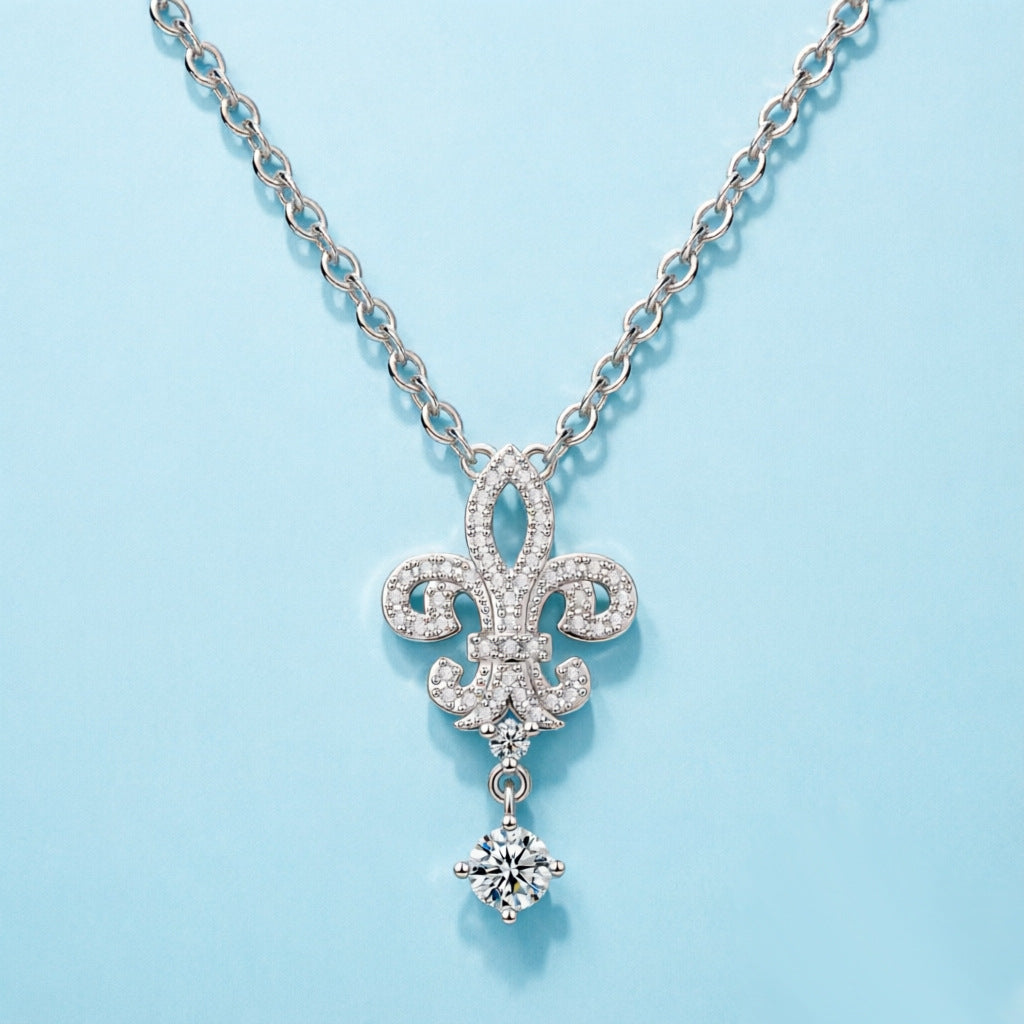 The Royal Descent: S925 Silver Crown Tassel Zirconia Necklace