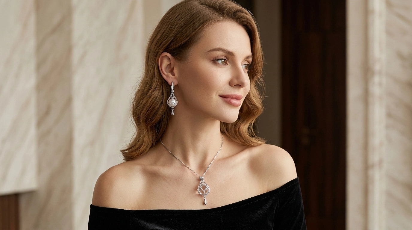 LIBREAILE 925 Sterling Silver and Natural Pearl Minimalist Jewelry Collection