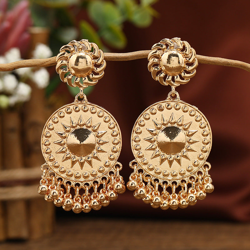 Indian Retro Gold Tassel Hoop Earrings - 18K Gold Plated Vintage Bohemian Style