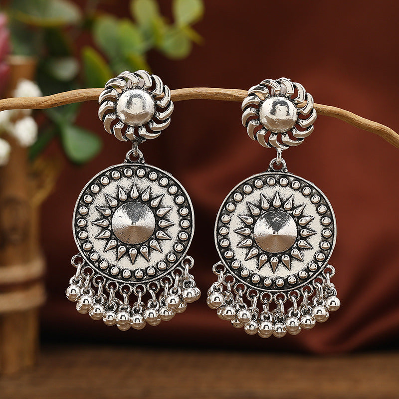 Indian Retro Gold Tassel Hoop Earrings - 18K Gold Plated Vintage Bohemian Style