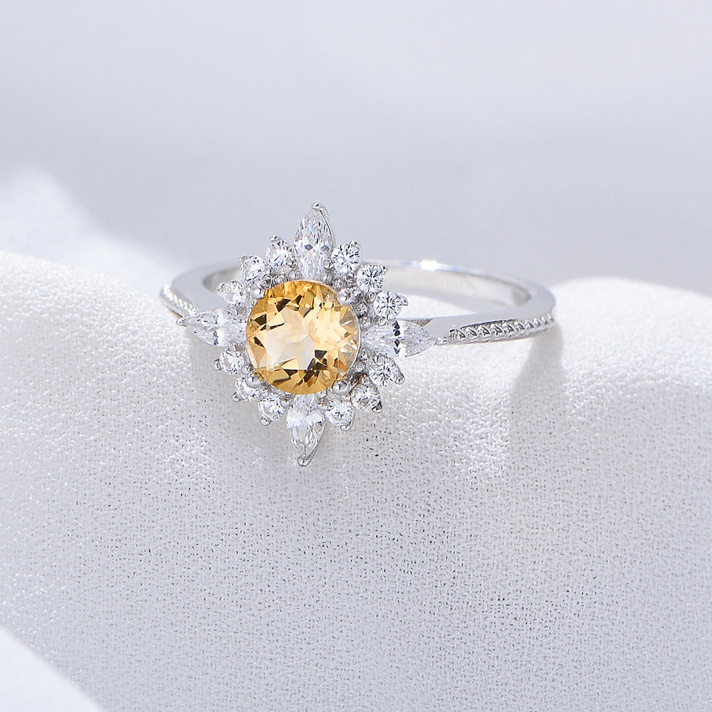 925 Sterling Silver Yellow Crystal Ring Packaging View