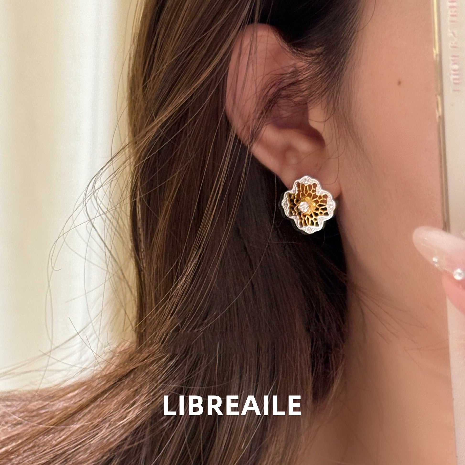 Dainty Silver Botanical Flower Studs - Designer Inspired Hollow Cut Jewelry Earrings LIBREAILE JEWELRY dainty-silver-botanical-flower-studs-designer-inspired-hollow-cut-jewelry Dainty Botanical Flower Stud Earrings | 925 Sterling Silver | LIBREAILE