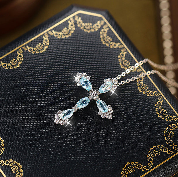 Dainty Natural Crystal Cross Charm - Minimalist Silver Clavicle Chain for Women Necklace LIBREAILE JEWELRY dainty-natural-crystal-cross-charm-minimalist-silver-clavicle-chain-for-women Natural Crystal Cross Necklace – 925 Sterling Silver Pendant | LIBREAILE