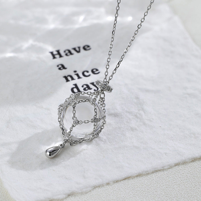 925 Sterling Silver Crystal Necklace Close-up