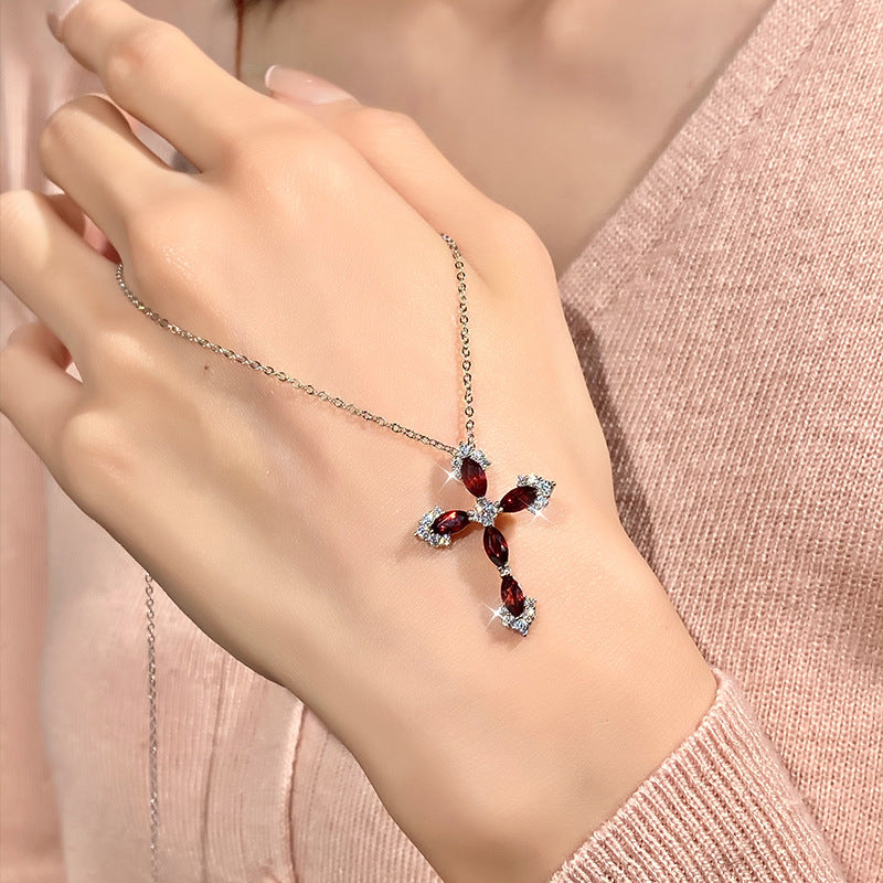 Dainty Natural Crystal Cross Charm - Minimalist Silver Clavicle Chain for Women Necklace LIBREAILE JEWELRY dainty-natural-crystal-cross-charm-minimalist-silver-clavicle-chain-for-women Natural Crystal Cross Necklace – 925 Sterling Silver Pendant | LIBREAILE