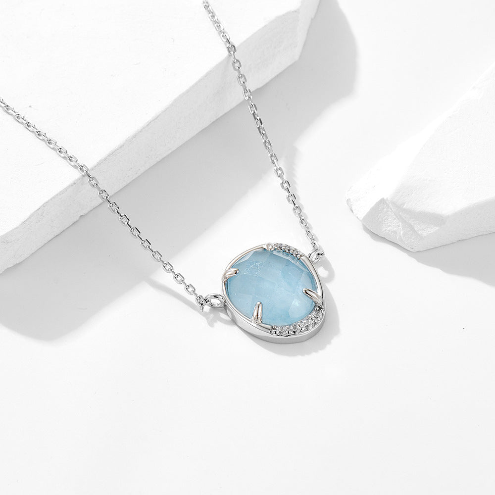 925 Sterling Silver Aquamarine Pendant Necklace Product View
