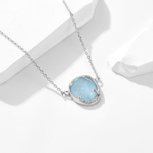 925 Sterling Silver Aquamarine Pendant Necklace Product View