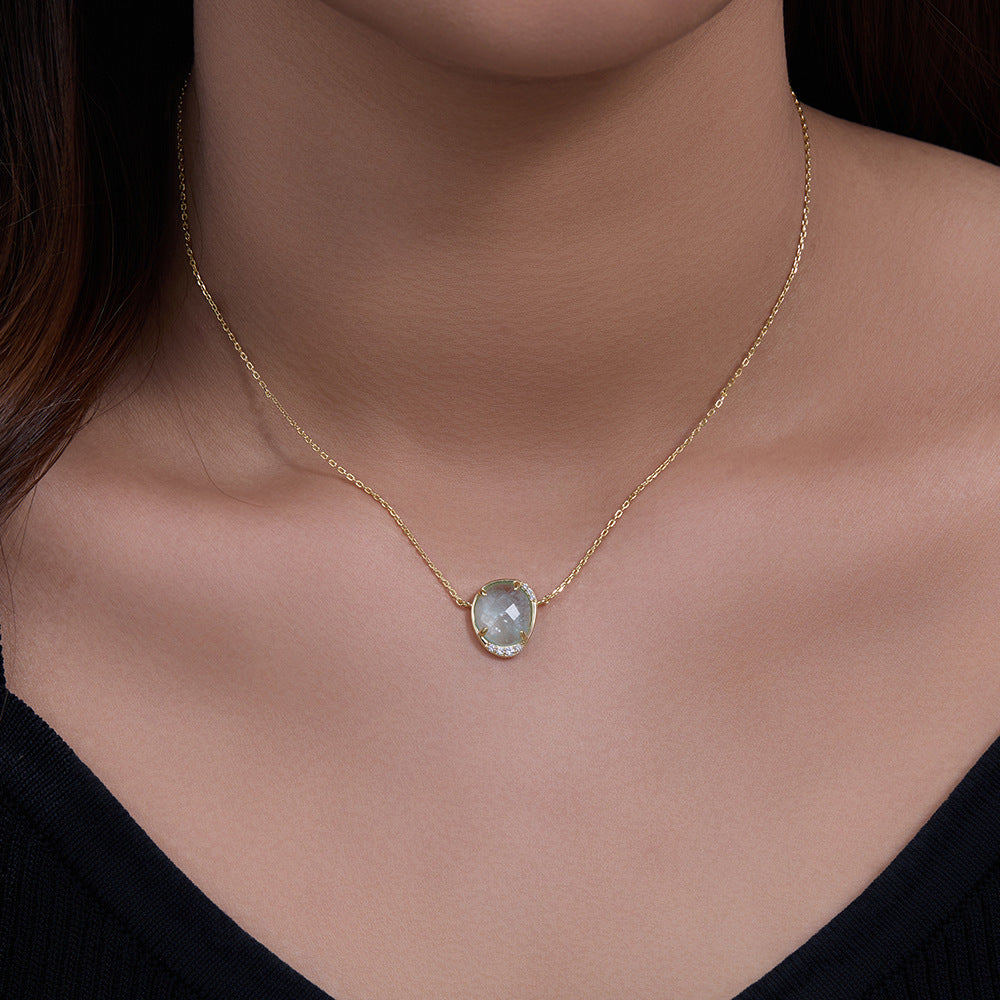 925 Sterling Silver Aquamarine Pendant Necklace Styled View