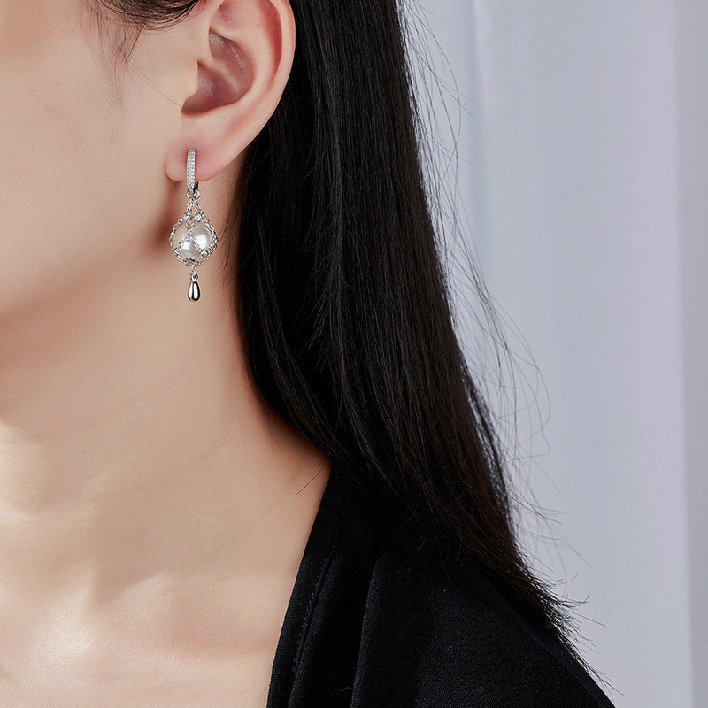 925 Sterling Silver Pearl Earrings Styled View