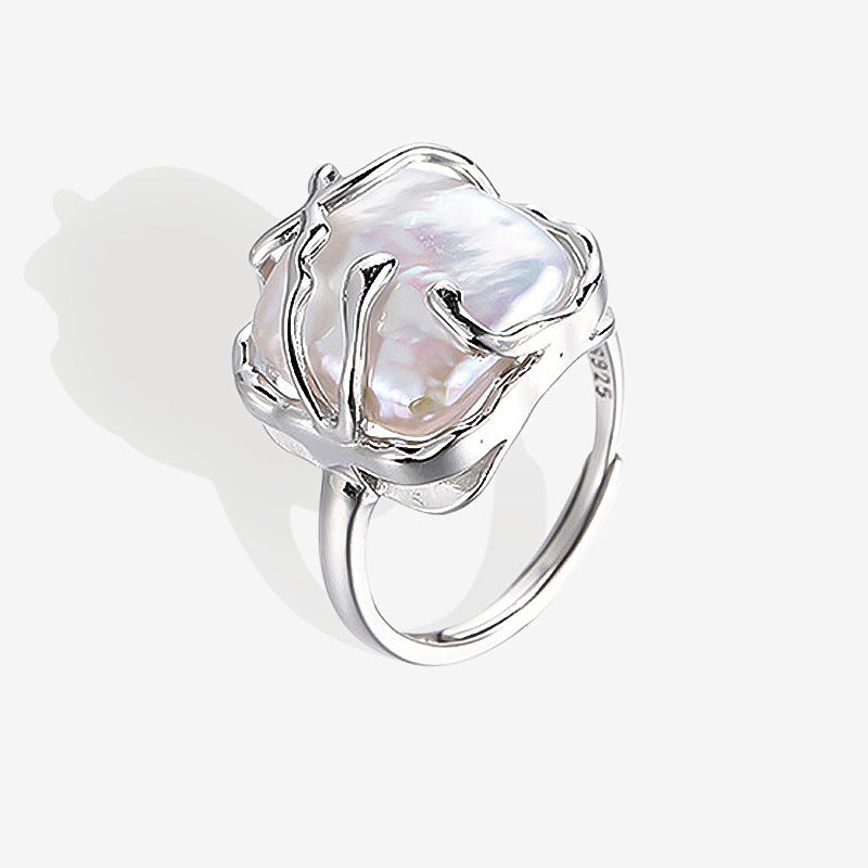 Baroque Pearl Ring – 925 Sterling Silver Adjustable Open Band Ring for Women Gray Rings LIBREAILE JEWELRY baroque-pearl-ring-925-sterling-silver-adjustable-open-band-ring-for-women Baroque Pearl Ring – 925 Sterling Silver Adjustable Open Band | LIBREAILE