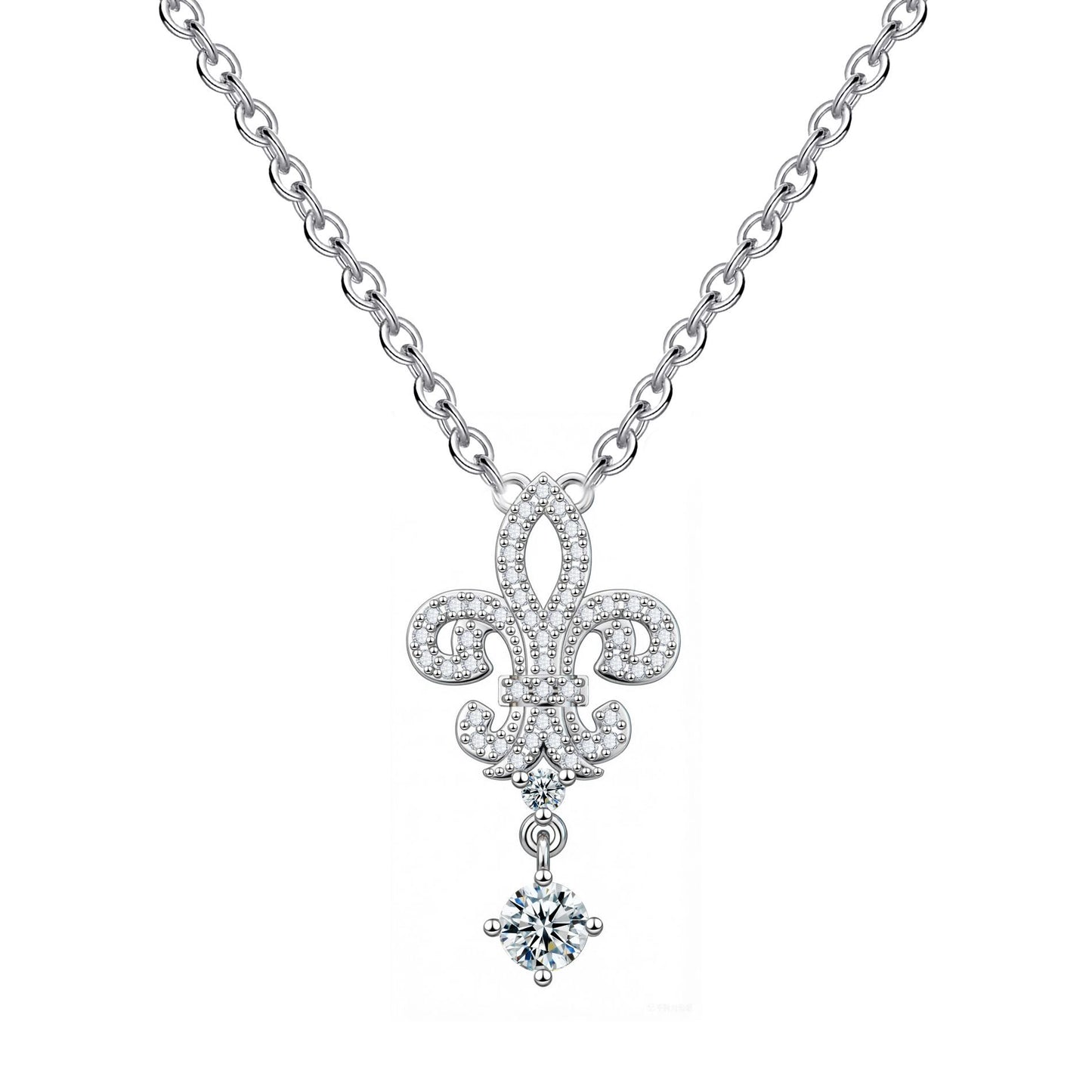 The Royal Descent: S925 Silver Crown Tassel Zirconia Necklace
