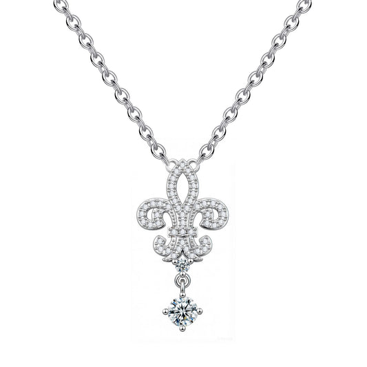 The Royal Descent: S925 Silver Crown Tassel Zirconia Necklace