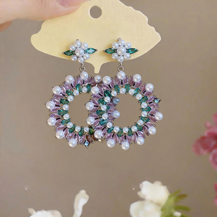 natural pearl, The Baroque Revival: Statement Zirconia Pearl Hoop Drops, worn on model